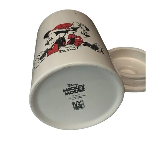 Disney White Mickey And Minnie Mouse Christmas Ceramic Canister - Picture 9 of 10